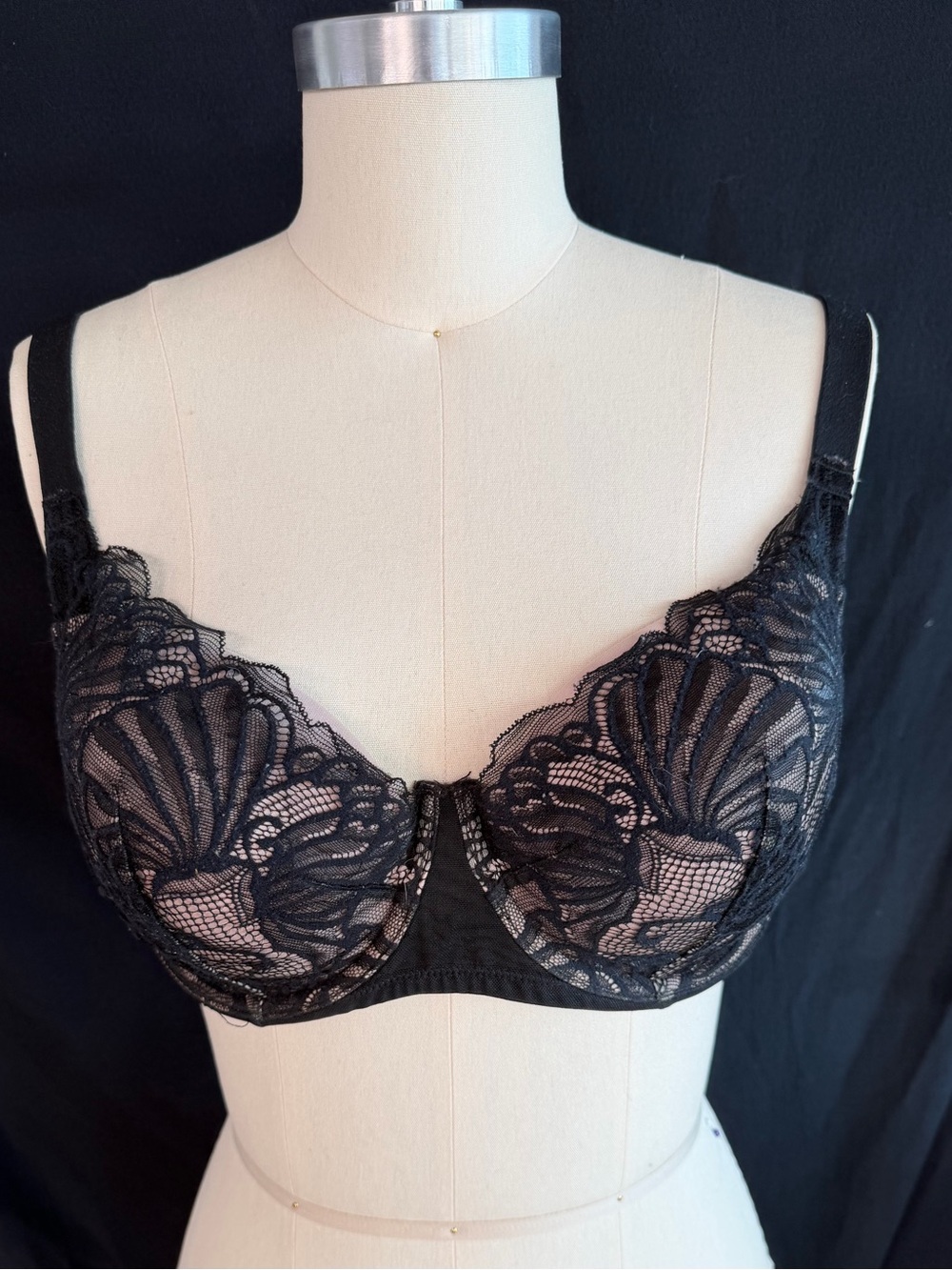 Paramour 34 DDD Elegant Black Lace Underwire Bra